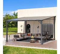 Pergola adossée Murale en Aluminium Robuste de 2,4 m × 3 m avec Toit Rigide, idéale terrasse, Jardin et Cour. (3.65mx3.65m)