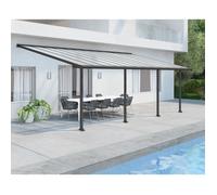 Pergola adossée Olympia 21,9 m² - Aluminium et polycarbonate - Gris - PALRAM