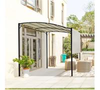 Pergola adossée tonnelle murale avec auvent rabattable protection UV acier polyester crème et noir 300 x 250 cm ORVRYN