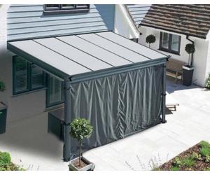 Pergola alu 5x3m avec rideau brise vue