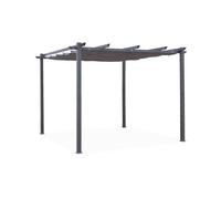 Pergola aluminium - Isla 3x3m - Toile grise - Tonnelle idéale pour votre terrasse. toit rétractable. toile coulissante. structure