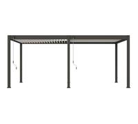 Pergola - Aluminium - OMBREA - Bioclimatique - Anthracite et lames blanches - 3x6 m