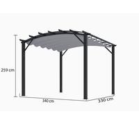 Pergola Arche Aluminium / acier anthracite, Toile Grise