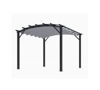 Pergola arche structure mixte aluminium/acier gris anthracite 11,22 m2 toiture gris 280 gr/m2 PER3433GN Habrita Foresta