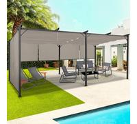 Pergola Au Toit Rétractable Avec 6 Stores Coloris Taupe
