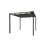 Pergola autoportante 3 x 3 m en acier avec toile grise TUSA