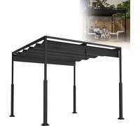 Pergola autoportante XMTECH 3 × 4 m avec toit coulissant, auvent de terrasse en acier, résistant aux UV et imperméable, noir, pavillon de jardin résistant aux intempéries