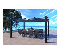 Pergola Autoportée NILA Gris Toile Rétractable 12m² | Structure aluminium thermolaqué, matière 100% polyester 180g/m², 4 pieds robustes