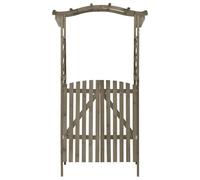 Pergola avec portail en bois de sapin massif et bois de pin - 116 x 40 x 204 cm - Gris - Arche de jardin pour roses, clématites, lierre, plantes grimpantes comme allée décorative et brise-vue