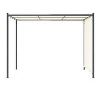 Pergola avec toit réglable 3 x 3 x 2,25 m blanc crème en acier | Toit rétractable, poignées intégrées, acier revêtu par pulvérisation, polyester 180 g/m² avec revêtement