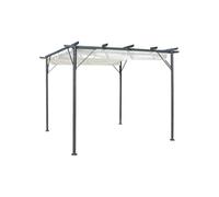 vidaXL Pergola avec toit escamotable blanc crème 3x3 m acier