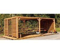 Pergola avec vantelles au toit et deux parois (3,41 x 6,26 m) - Foresta Nova THERMAUVENT