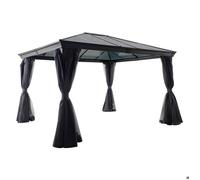 Pergola ""Belize"" graphite 3,6x3m en aluminium - Hespéride