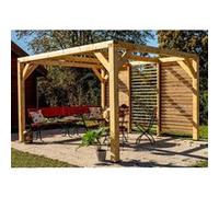Habrita – Pergola auvent Veneto VT3431V en bois – autoportante manuelle – 3,40 x 3,12 m