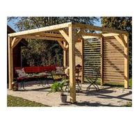 Habrita Auvent autoportant manuel Veneto VT3436V en bois 3,40 x 3,60 m