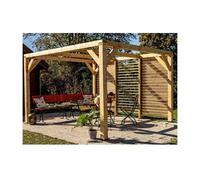 Habrita Auvent autoportant manuel Veneto VT3436V en bois 3,40 x 3,60 m