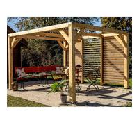 Habrita Auvent autoportant manuel Veneto VT3436V en bois 3,40 x 3,60 m