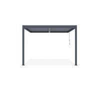 CAZEBOO Pergola Bioclimatique 3x3 m Adossée Piana - Tonnelle de Jardin Abri Terrasse Aluminium Taupe - Lames Orientables Acier - Résistante Vent - Protection Soleil Pluie - Montage Facile Durable