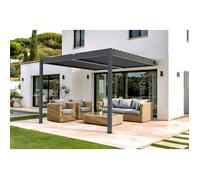 Pergola bioclimatique adossée PIANA Cazeboo aluminium 3x3 m gris anthracite lames orientables acier