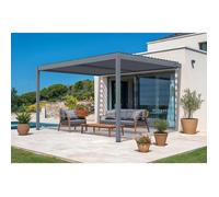 Pergola bioclimatique adossée PIANA Cazeboo aluminium 4x3 m gris anthracite lames orientables acier