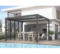 HABRITA Pergola bioclimatique en aluminium PER3630MBI Gris anthracite 4 panneaux moucharabieh