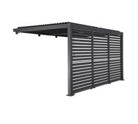 Pergola bioclimatique aluminium adossée 4x3m + 3 persiennes 130cm Palace PALACE 4X3M ADOSSÉE + 3 PERSIENNES LAMES FIXES 130CM