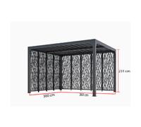 Pergola bioclimatique aluminium avec panneaux moucharabieh coloris gris pour côté 3 m + côté 3.60 m - PER36M30MBI - HABRITA