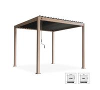 Pergola bioclimatique aluminium coloris bois Triomphe 3x3 m lames orientables