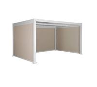 Pergola bioclimatique aluminium et acier 3x4m lames orientables + 2 stores 3m + 1 store 4m PALACE blanc