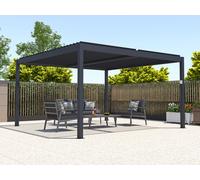 Pergola bioclimatique autoportante électrique anthracite en aluminium avec lames orientables 15,6 m² - AMADORA