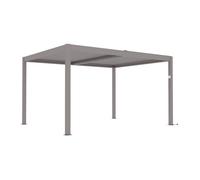 Pergola bioclimatique autoportante électrique taupe en aluminium avec lames orientables 12 m² - AMADORA