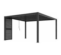 Pergola bioclimatique autoportante en aluminium 12m² avec claustra brise soleil L100 cm - Anthracite - ALMAFI