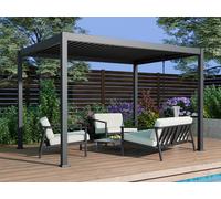 Pergola bioclimatique autoportante en aluminium avec lames orientables - 12 m² - anthracite - AMALFI