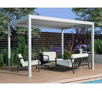 Pergola bioclimatique autoportante en aluminium avec lames orientables - 12 m² - blanche- AMALFI