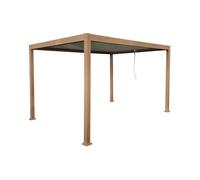Pergola bioclimatique autoportante en aluminium avec lames orientables - 12 m² - coloris naturel foncé - AMALFI