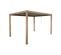 Pergola bioclimatique autoportante en aluminium avec lames orientables - 12 m² - coloris naturel foncé - AMALFI