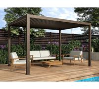 Pergola bioclimatique autoportante en aluminium avec lames orientables - 12 m² - taupe - AMALFI