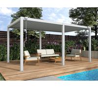 Pergola bioclimatique autoportante en aluminium avec lames orientables - 15 m² - blanc - AMALFI