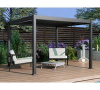 Pergola bioclimatique autoportante en aluminium avec lames orientables - 9 m² - anthracite - AMALFI