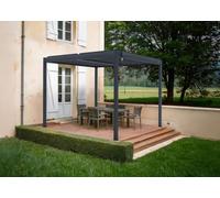 Pergola bioclimatique autoportante PIANA Cazeboo aluminium 3x3 m gris anthracite lames orientables acier