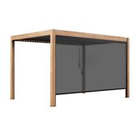 Pergola bioclimatique autoportée 3x4 m et 1 store bois gris ( 1 store 3,73 x 2,40 m )