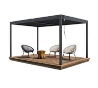 CAZEBOO Pergola Bioclimatique Autoportante Piana 394 x 304 cm 4 x 3 m 12 m² Gris Anthracite Aluminium Lames Orientables Abri Terrasse Jardin Protection Robuste Résistance Vent 70 km/h Rotation 110°