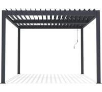 Pergola bioclimatique avec led "Windsor" en aluminium 3 x 4 - Gris