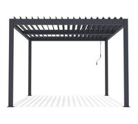 Pergola bioclimatique avec led "Windsor" en aluminium 3 x 4 - Gris