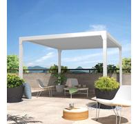 Pergola Bioclimatique Beryl Ilot - Blanc - 3,50x4,00 M - Vérin À Télécommande Blanc