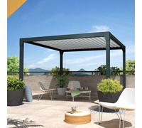 Pergola Bioclimatique Beryl Ilot - Mixte Gris Anthracite/Blanc - 3,50x4,00 M - Vérins À Télécommande Gris