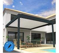 Pergola Bioclimatique COCOON XL perpendiculaire antihoraire Mixte Gris anthracite / Blanc 5,490x3,50m Verin