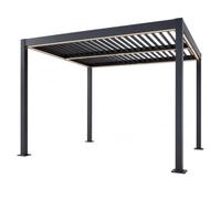 Pergola bioclimatique à LED 3x3m structure aluminium lames orientables CORFU