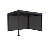 Pergola bioclimatique électrique 3x4m. aluminium. à lames orientables avec éclairage LED + store 3m + store 4m