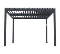 Pergola bioclimatique électrique avec led "Windsor" en aluminium 3 x 4 - Gris